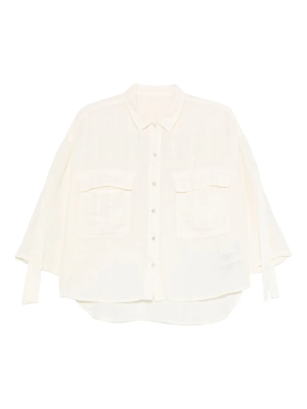 120% Lino フラップポケット リネンシャツ - ホワイト 120% Lino フラップポケット リネンシャツ - ホワイト