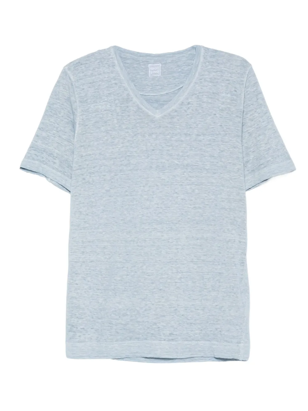 120% Lino T-shirt met V-hals Blauw