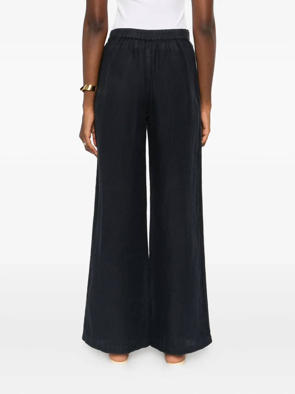 120% Lino Broek met wijde pijpen Blauw