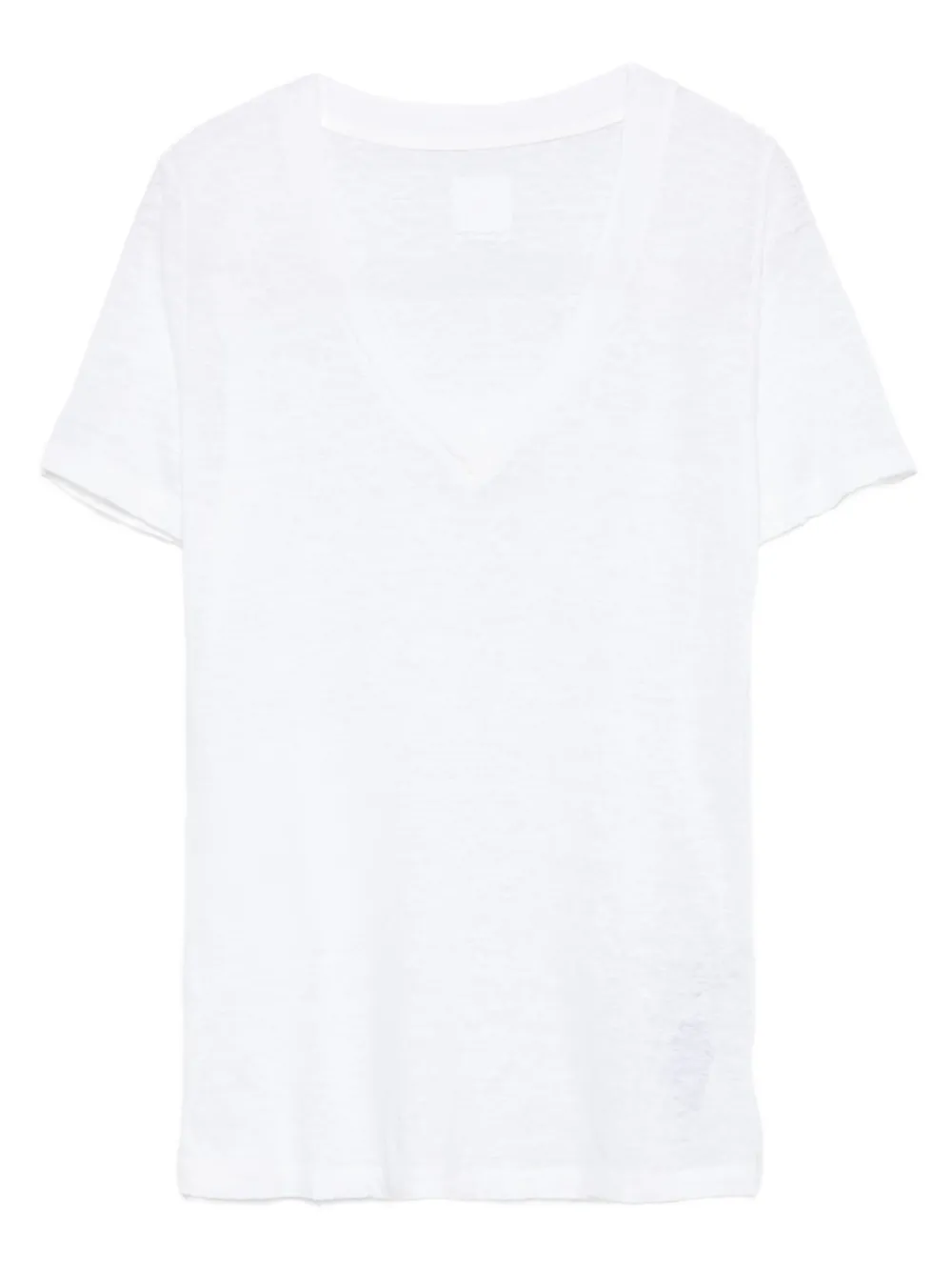 120% Lino Camiseta de linho com gola V | Branco | Image 1