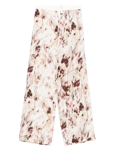 120% Lino floral print trousers