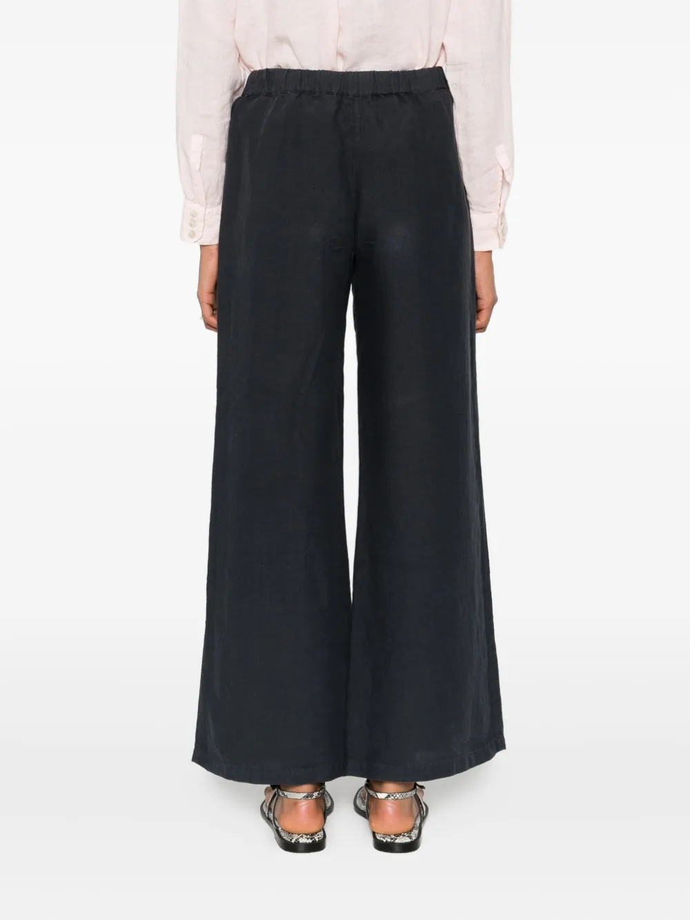 120% Lino Linen Trousers In Black