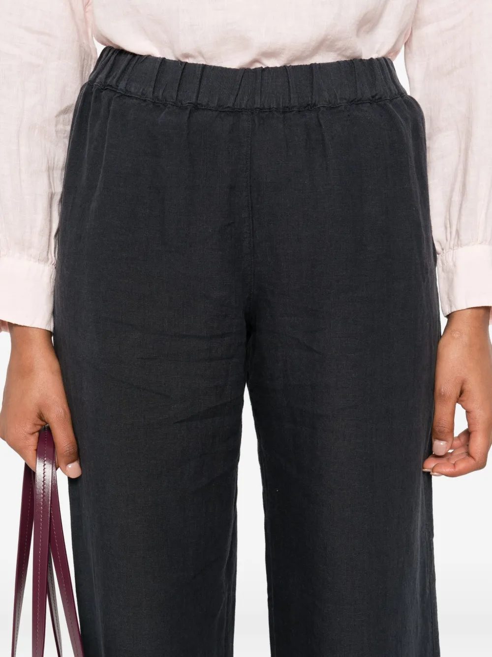 120% Lino Linen Trousers In Black