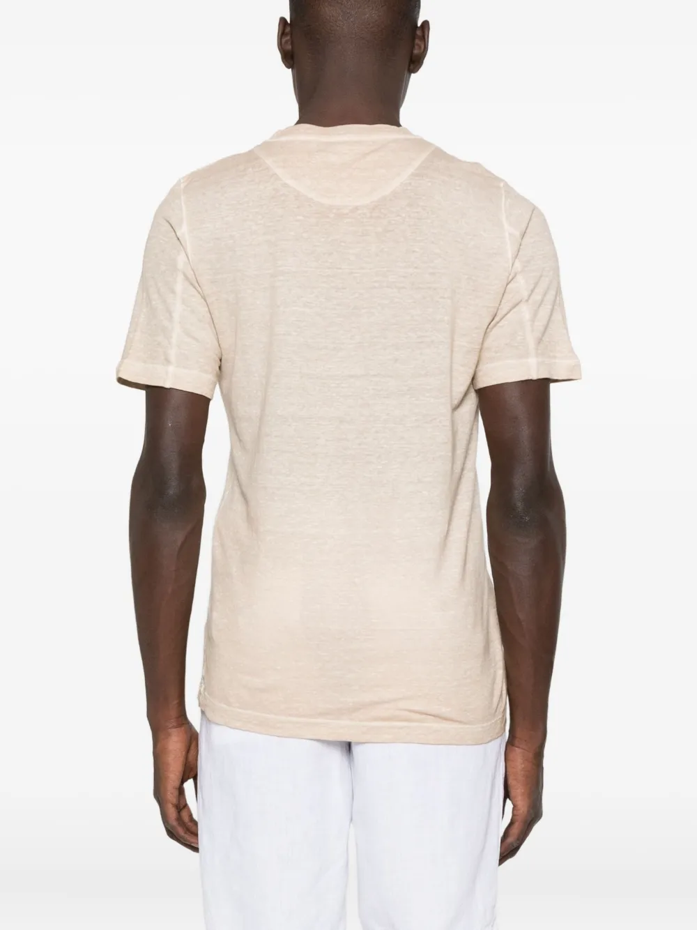 120% Lino linen crew-neck T-shirt Beige