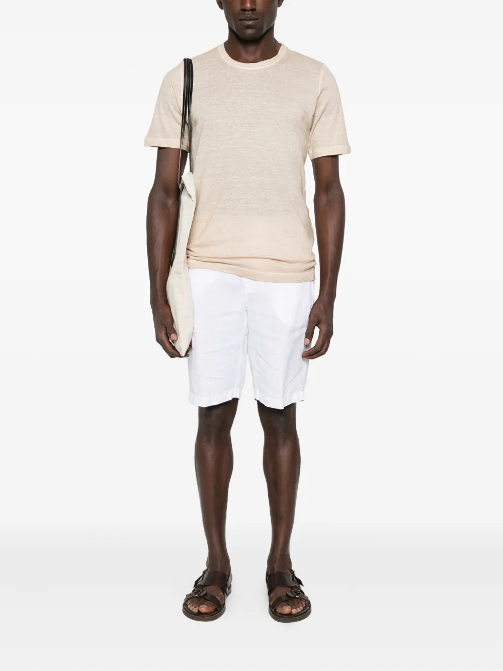 120% Lino linen crew-neck T-shirt - Beige