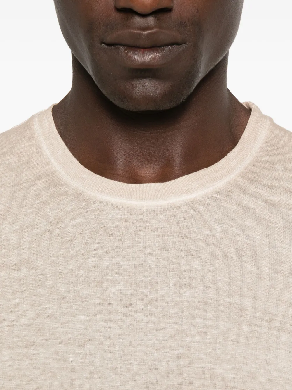 120% Lino linen crew-neck T-shirt Beige