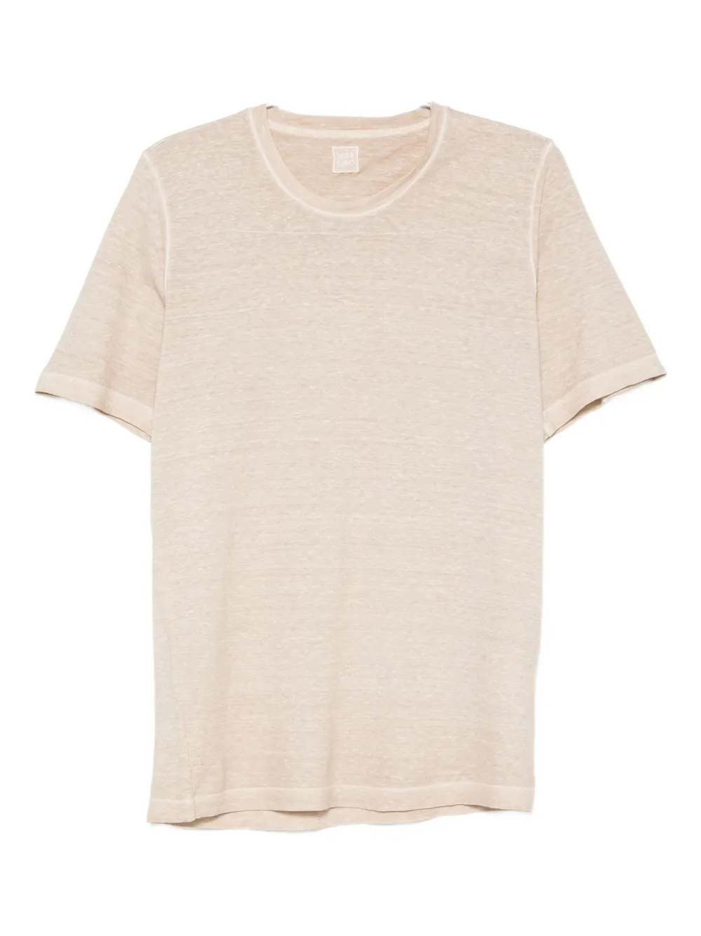 120% Lino Linen Crew-neck T-shirt In Neutral