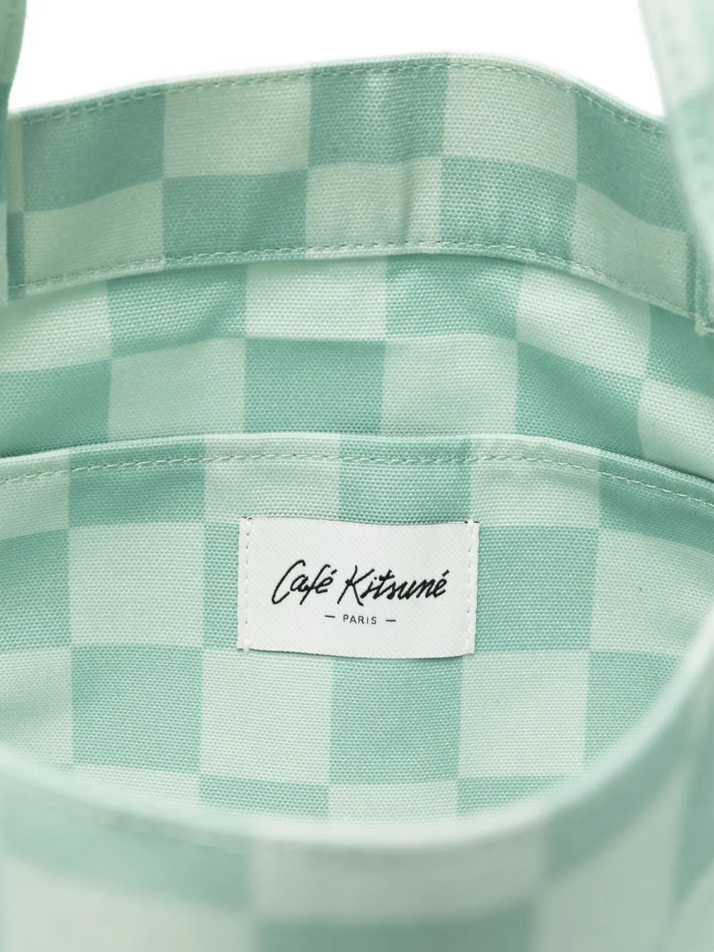 Maison Kitsuné Checkerboard-print Tote Bag In Green