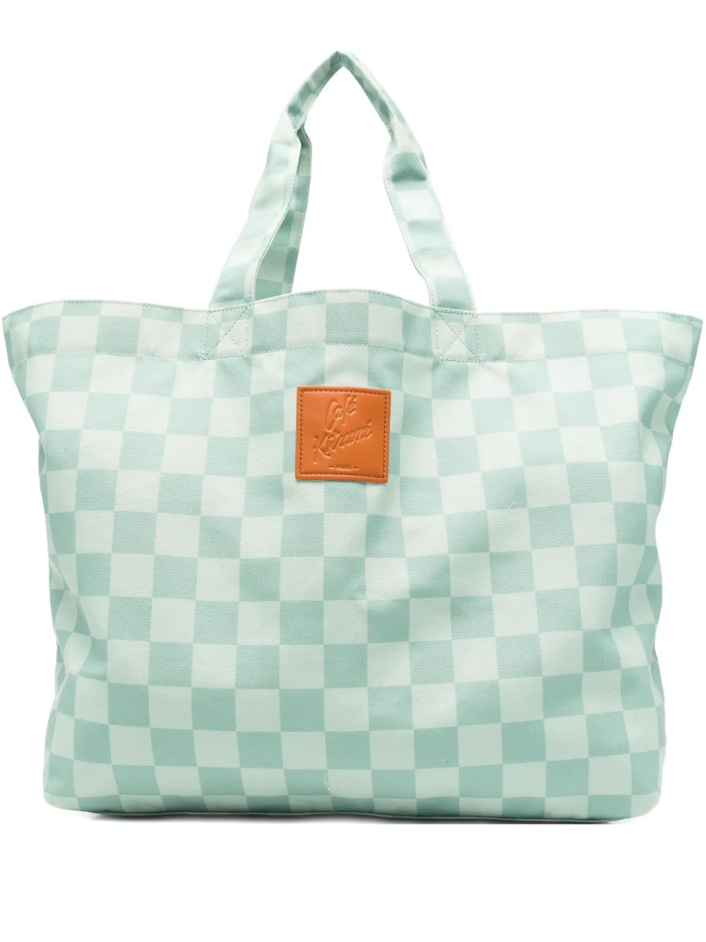 Maison Kitsuné Checkerboard-print Tote Bag In Green
