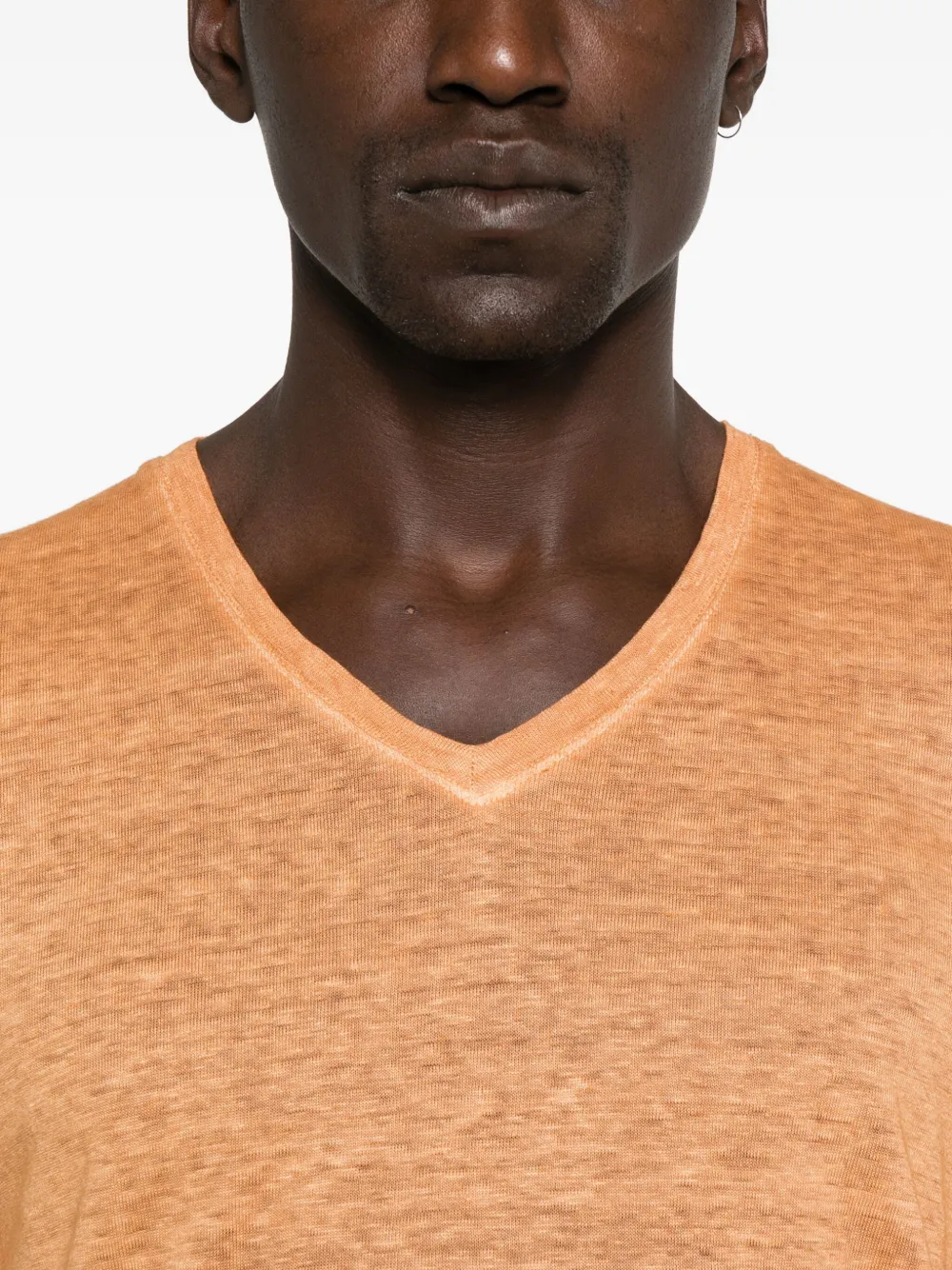 120% Lino V-neck short-sleeve T-shirt Oranje
