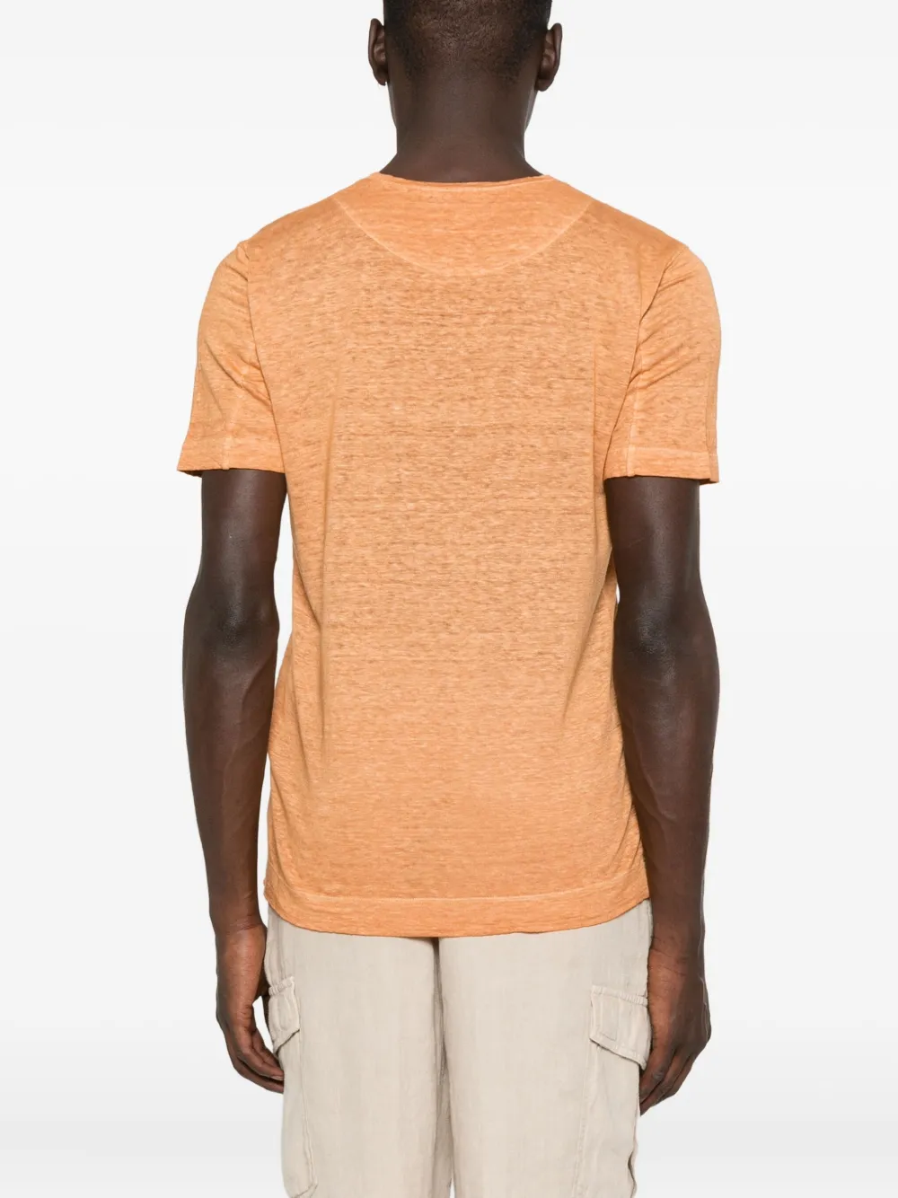 120% Lino V-neck short-sleeve T-shirt Oranje