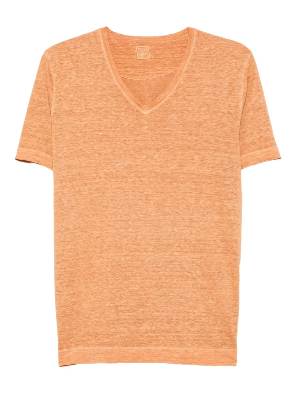 120% Lino V-neck short-sleeve T-shirt Oranje