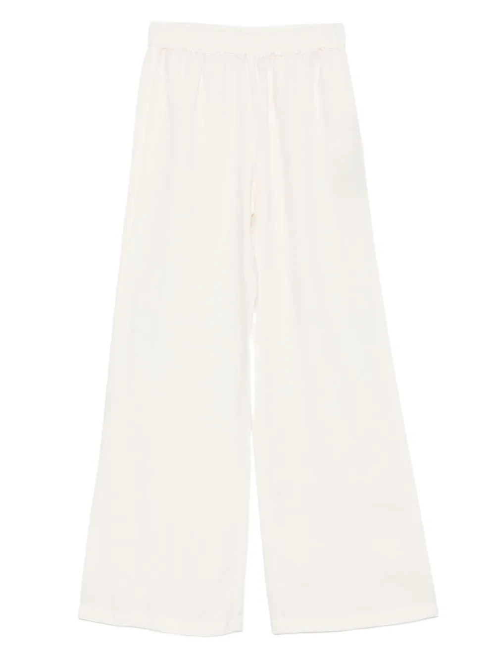 120% Lino Broek met elastische taille en wijde pijpen Wit
