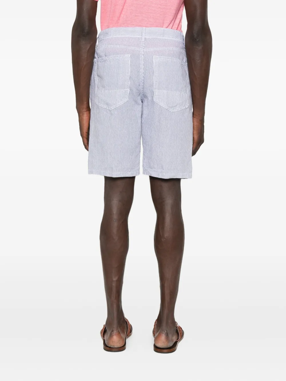 120% Lino Gestreepte shorts Wit