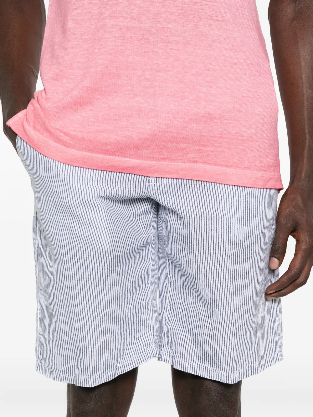 120% Lino Gestreepte shorts Wit