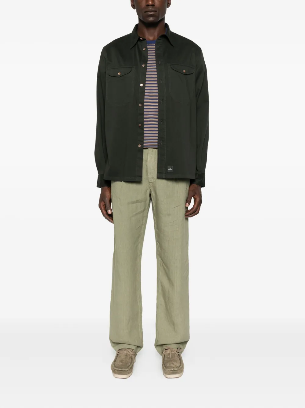 120% Lino pleated-pocket trousers - Groen