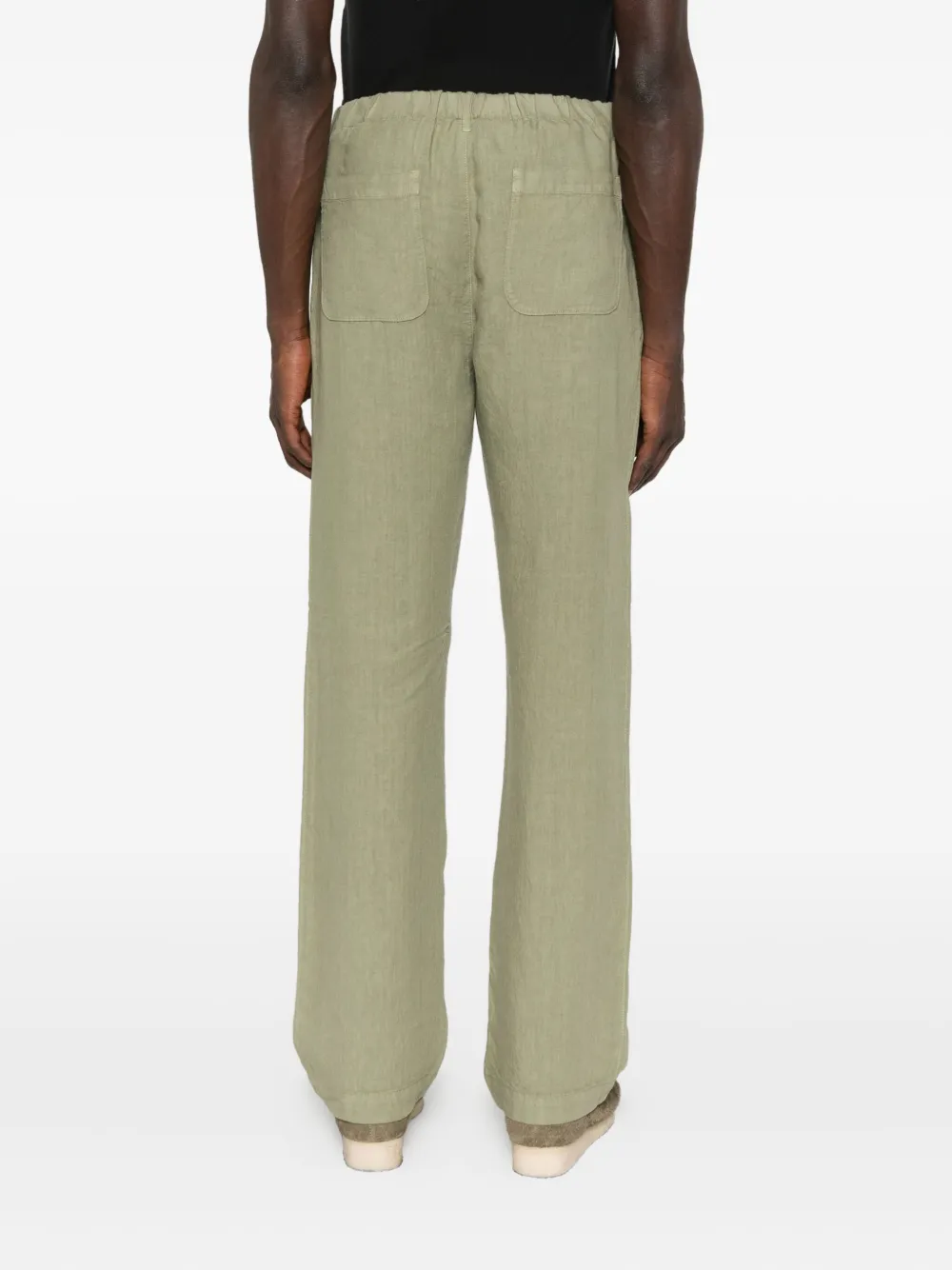 120% Lino Pleated-pocket Trousers In Green