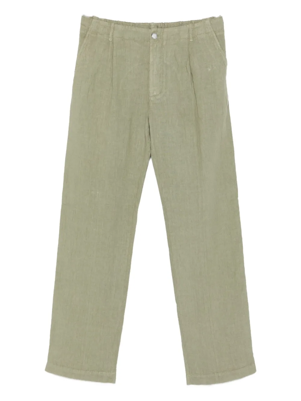 120% Lino Pleated-pocket Trousers In Green