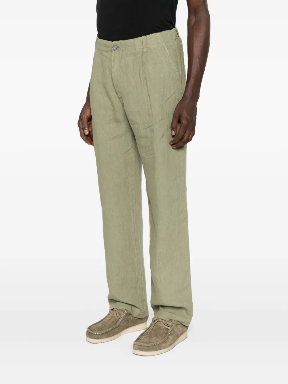 120% Lino Pleated-pocket Trousers In Green