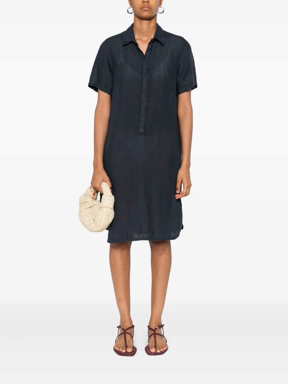 120% Lino Linnen jurk - Blauw