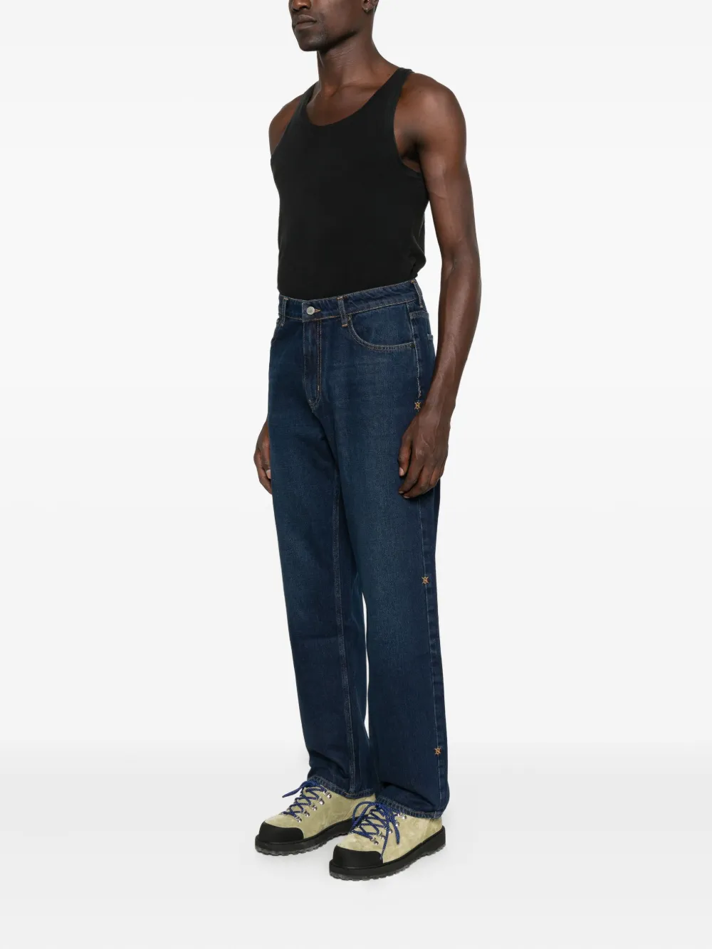 Daily Paper embroidered side-detail jeans - Blauw