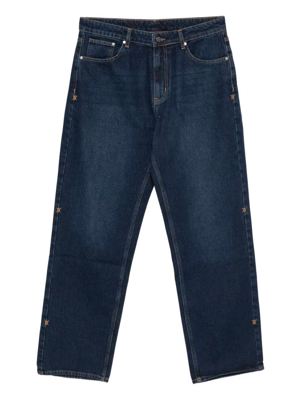 Daily Paper embroidered side-detail jeans Blauw