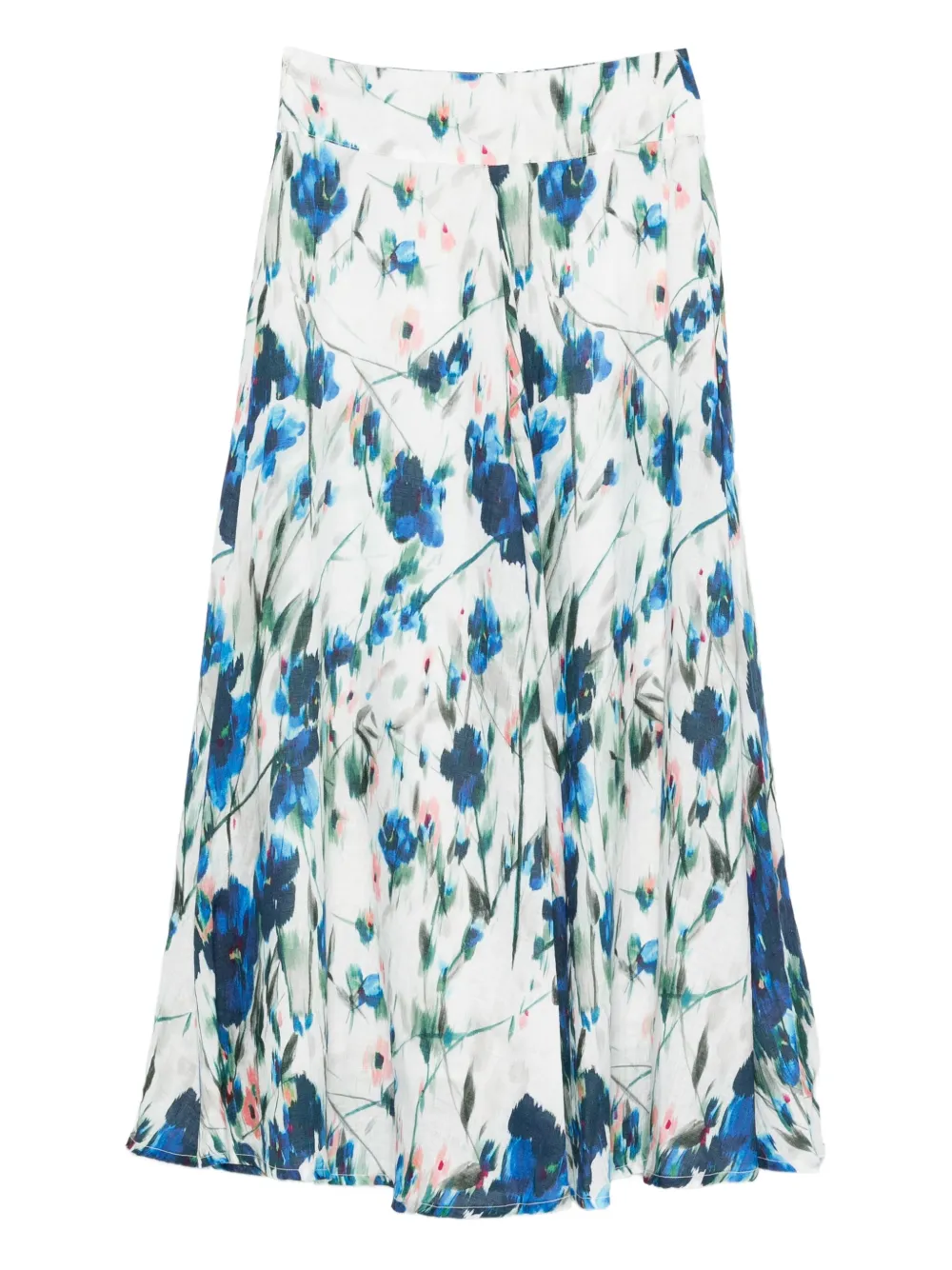 120% Lino floral-print skirt - Wit