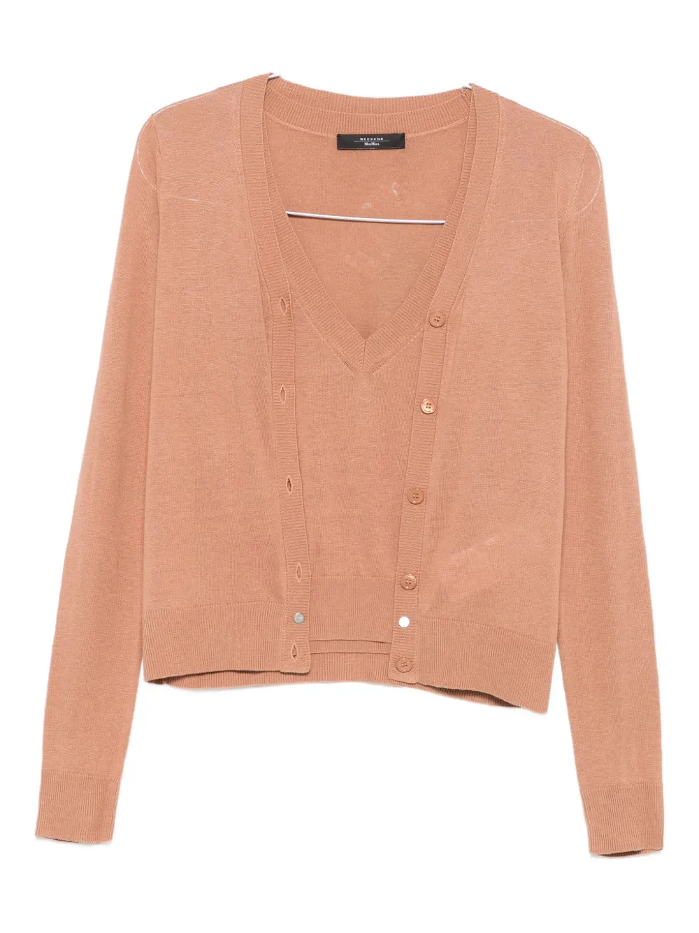 Weekend Max Mara Front-button V-neck Cardigan Set In Brown