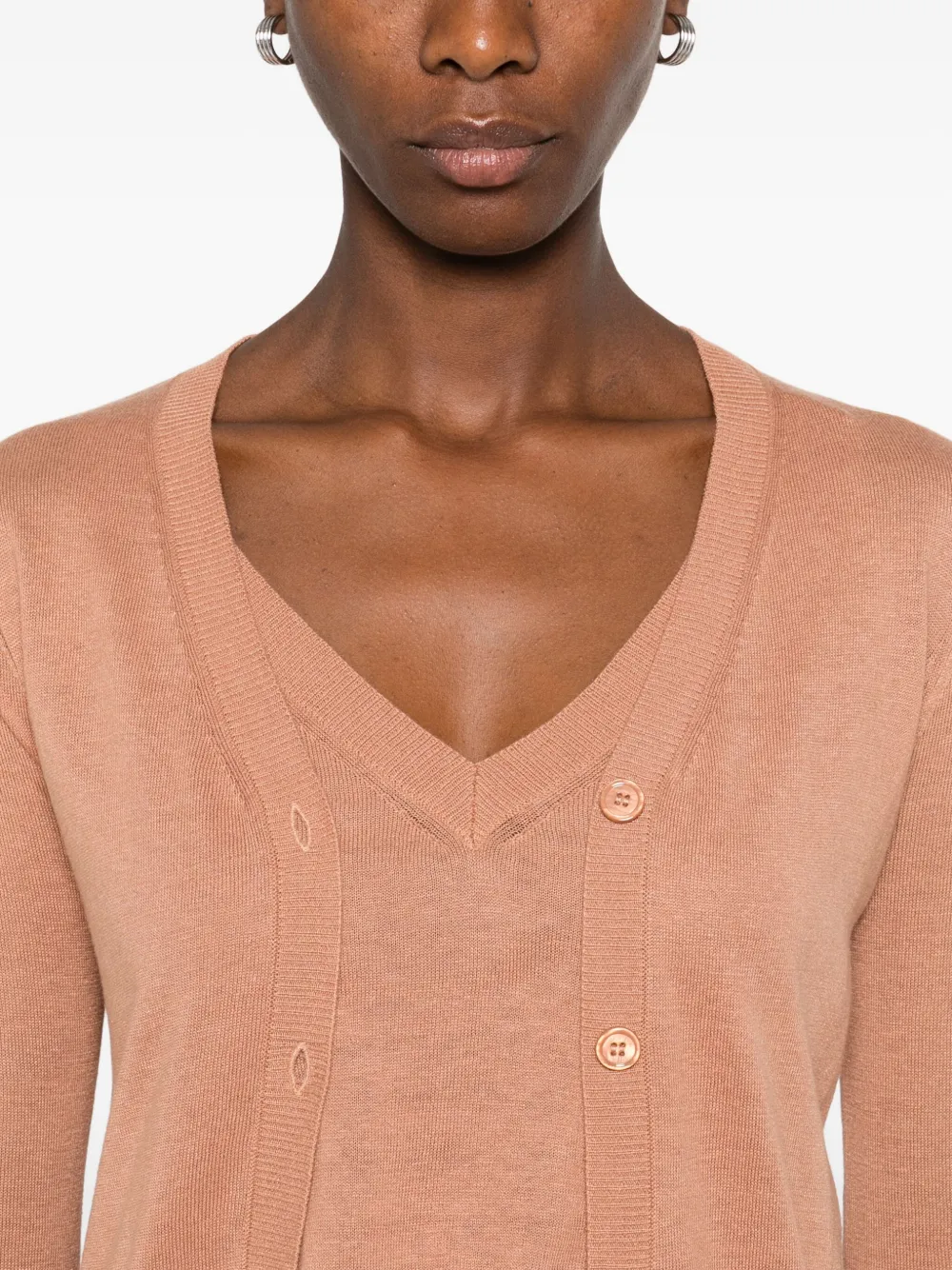 Weekend Max Mara Front-button V-neck Cardigan Set In Brown