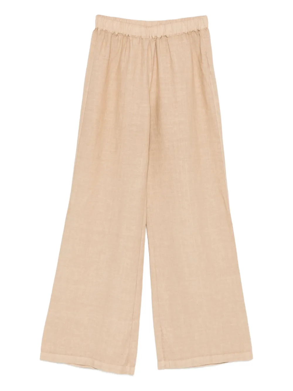 120% Lino Linnen broek met elastische taille Beige