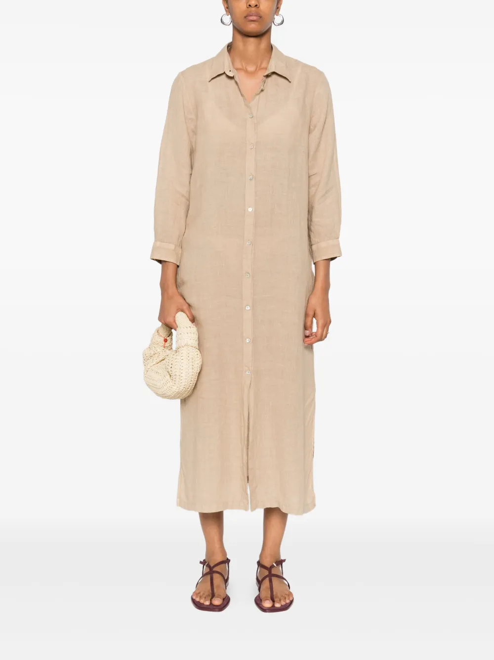 120% Lino Linnen jurk - Beige