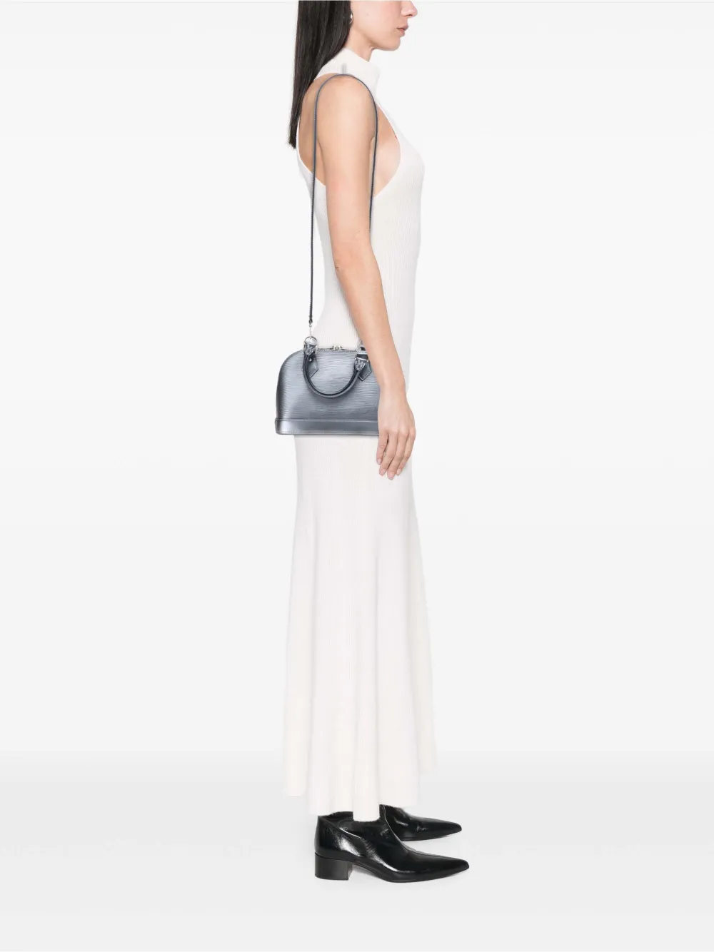 Pre-owned Louis Vuitton 2015 Epi Alma Bb Satchel In Silver