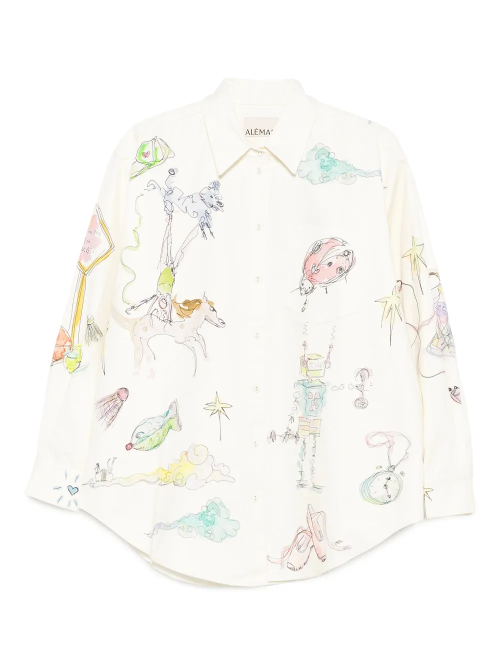 Alemais Illustration-print Cotton Shirt In Neutral