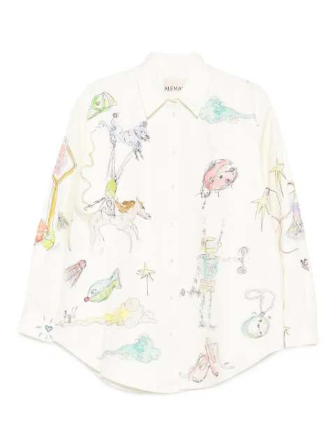ALEMAIS illustration-print cotton shirt