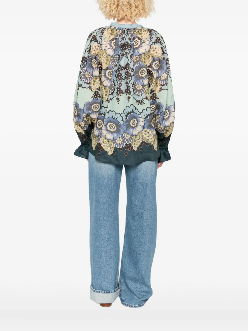 Alemais Madalena Relaxed Balloon-sleeve Blouse In Blue