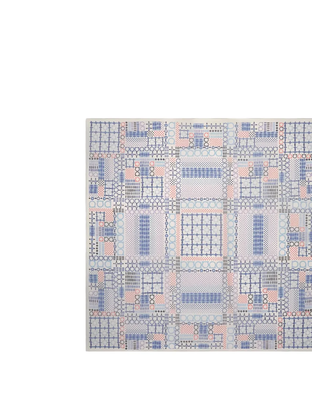 Ferragamo Gancini-print Silk Scarf In Blue
