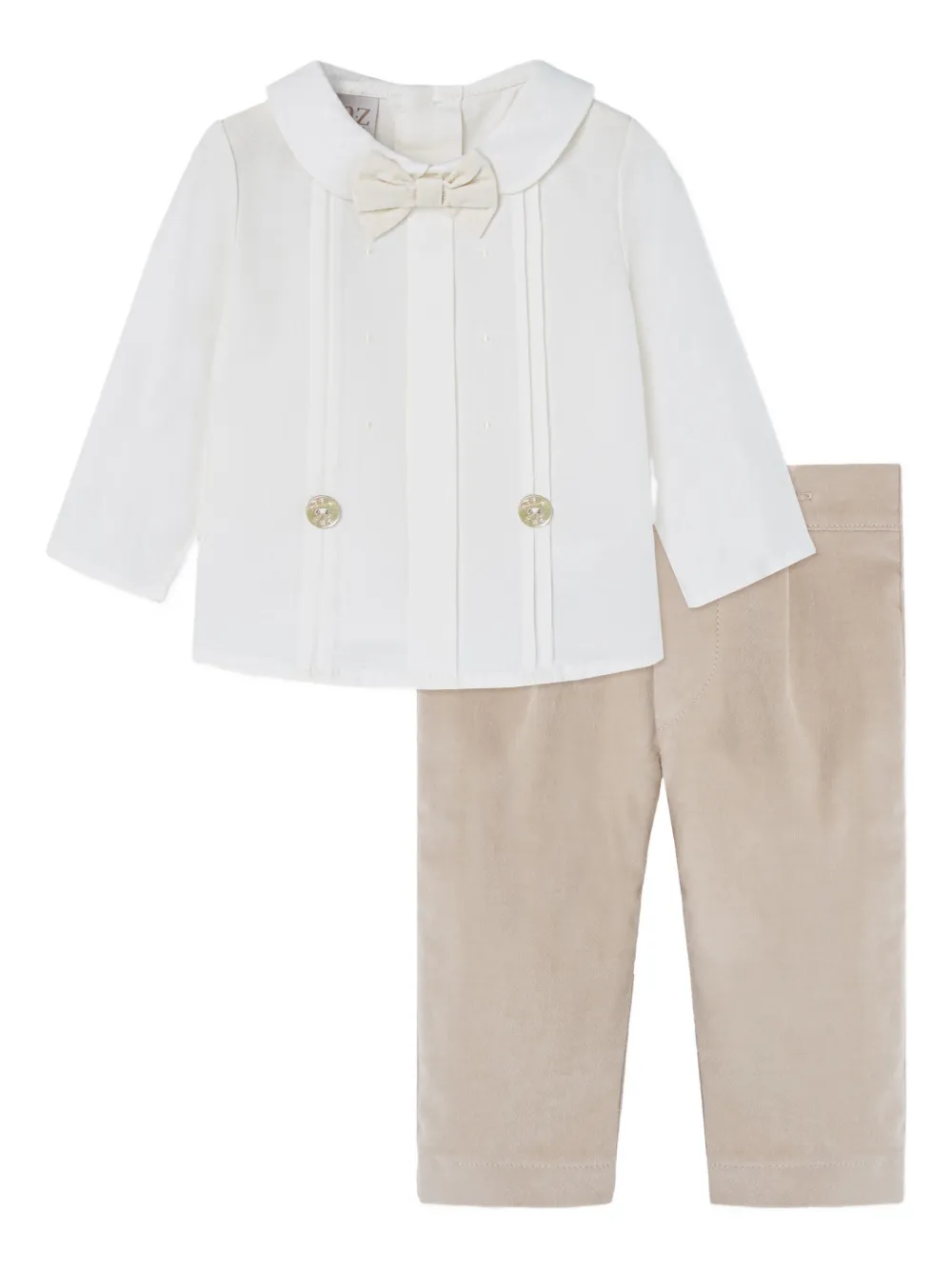 Paz Rodriguez bow-embellished pleated trouser set - Toni neutri