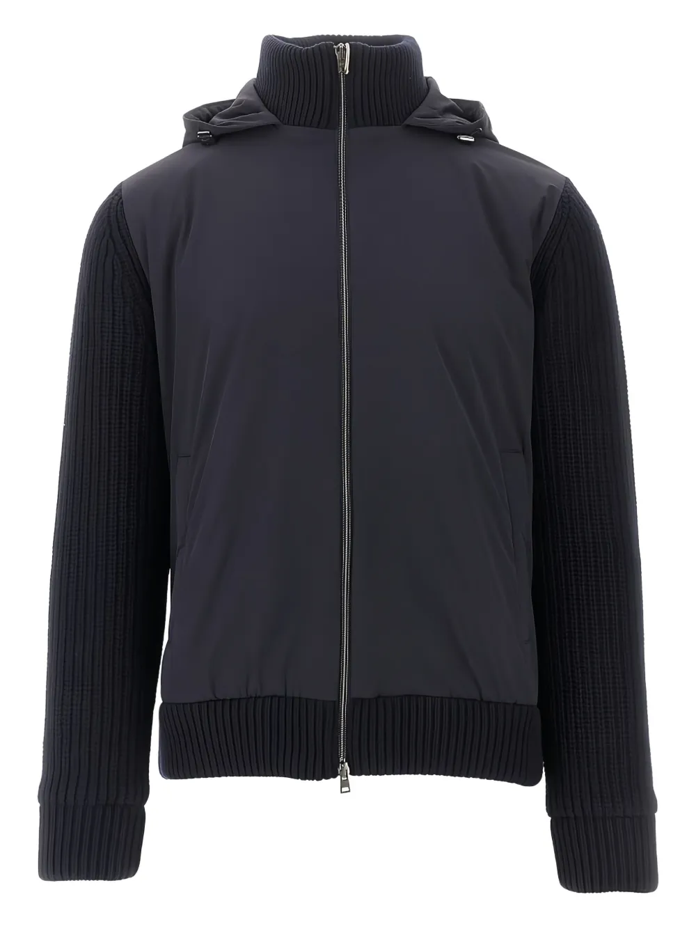 Herno Jack met capuchon en gebreide mouwen Blauw