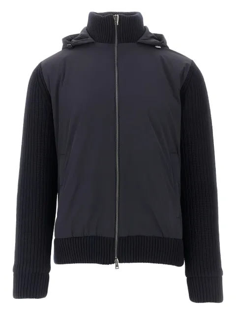 Herno hooded knitted-sleeve jacket