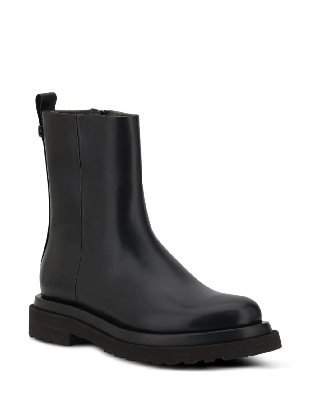 Brunello Cucinelli zip-detail block-heel boots Black