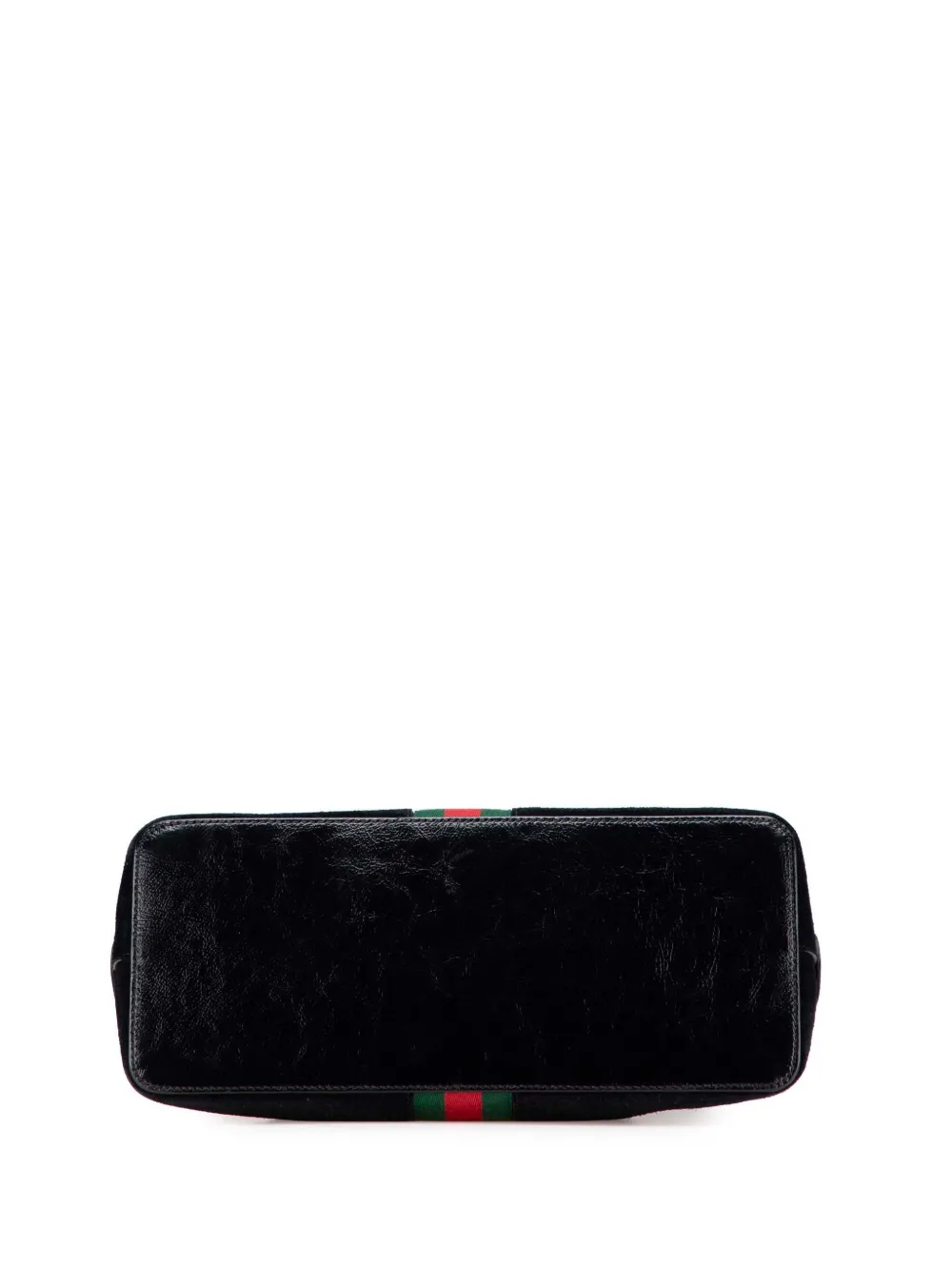 Pre-owned Gucci 2016-2025 Medium Suede Ophidia Web Dome Satchel In Black