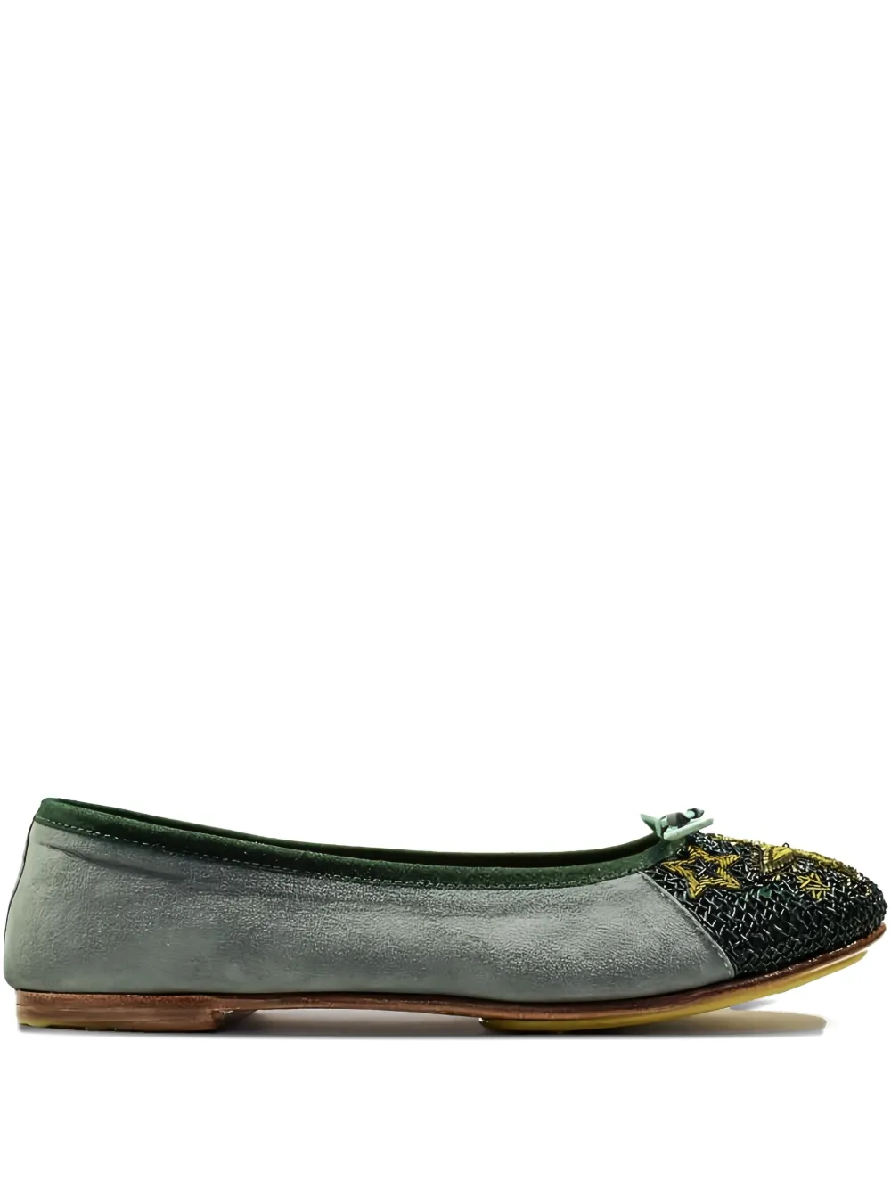Meher Kakalia Starry Night Embroidered-toe Ballet Flats In Gray