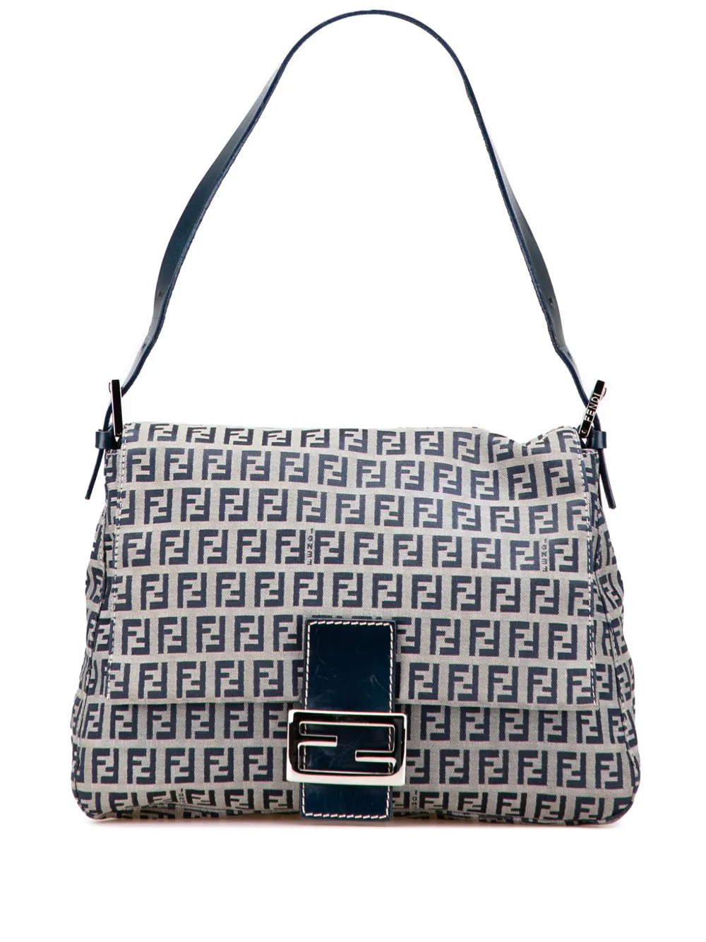 Pre-owned Fendi 20th Century Zucchino Canvas Mamma Forever Shoulder Bag In Gray