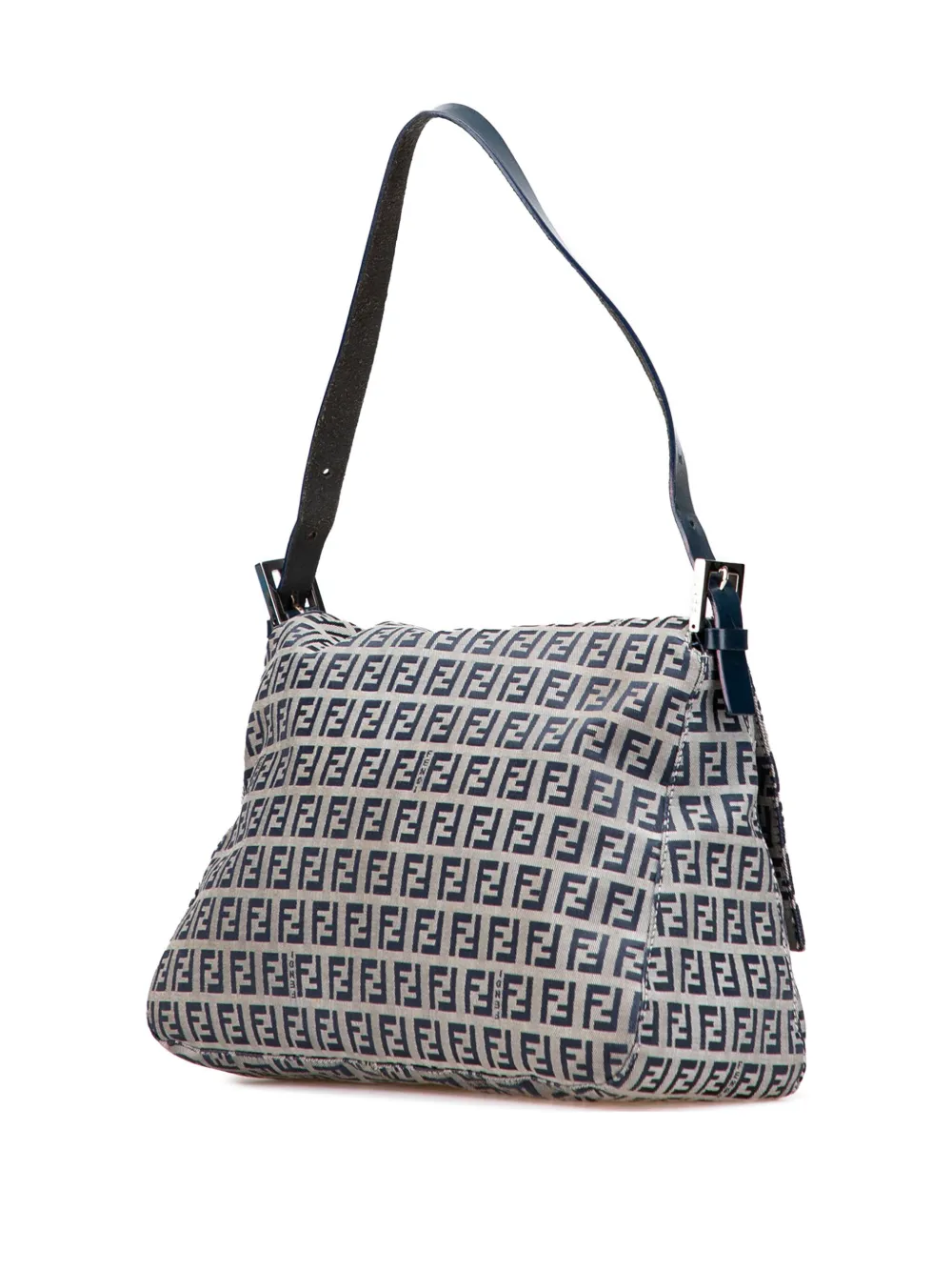Pre-owned Fendi 20th Century Zucchino Canvas Mamma Forever Shoulder Bag In Gray