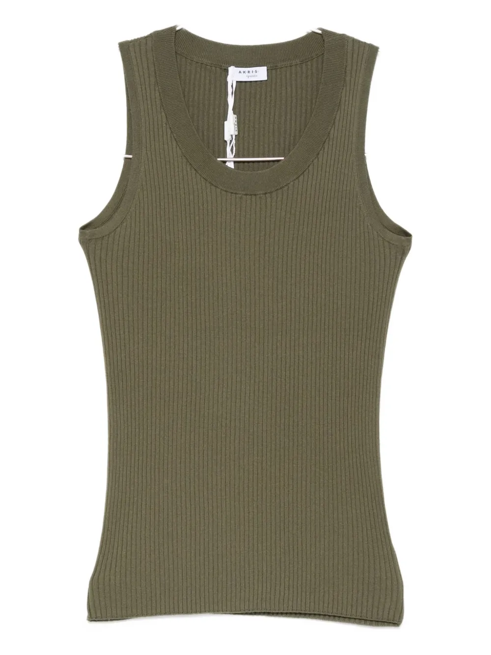 Akris Punto Ribbed Cotton Top In Green