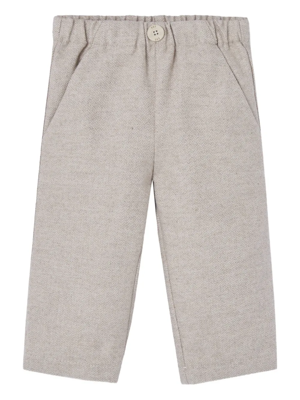 Paz Rodriguez Babies' Herringbone Trouser Set In Neutral
