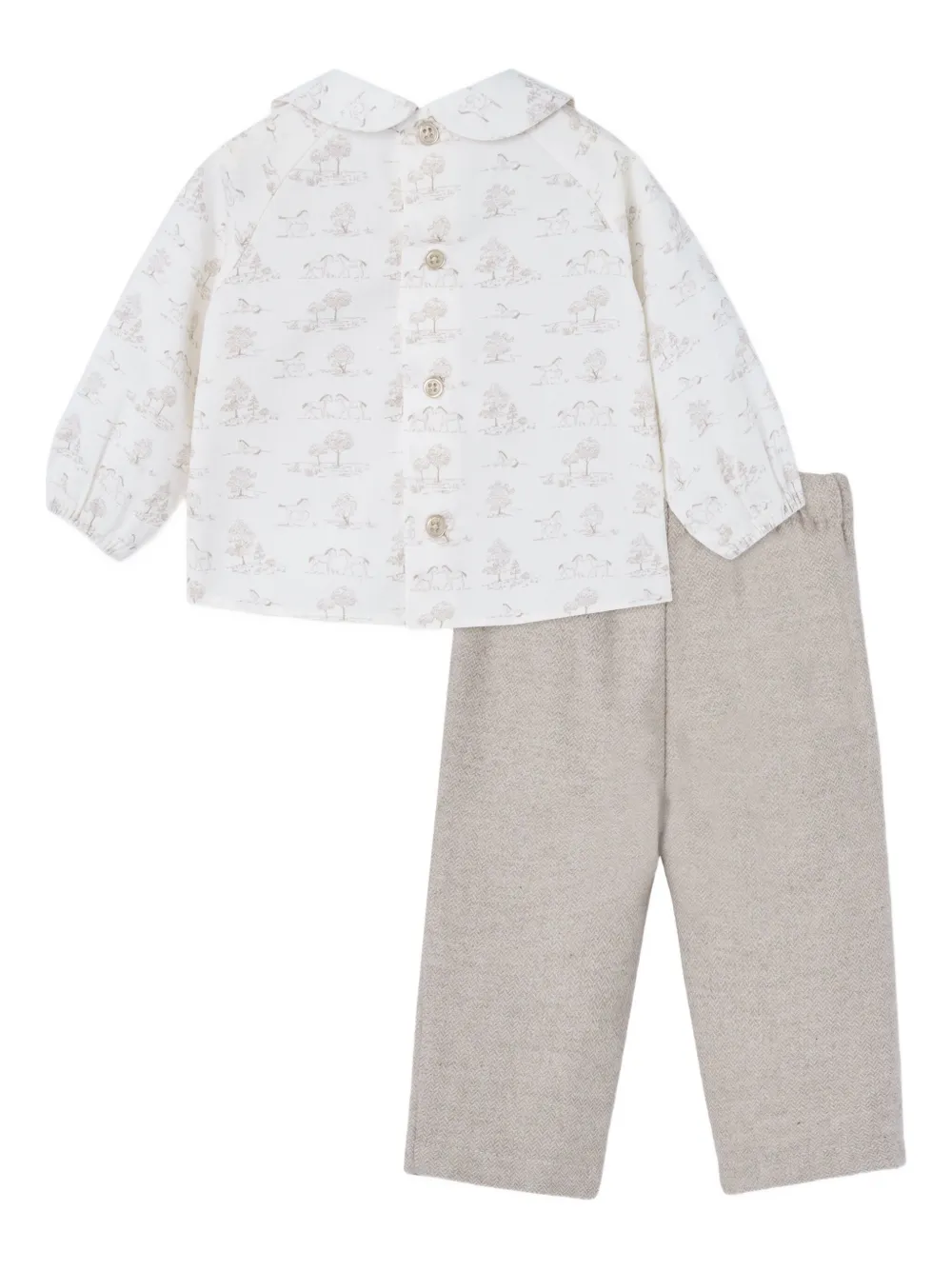 Paz Rodriguez Herringbone Trouser Set In Neutral