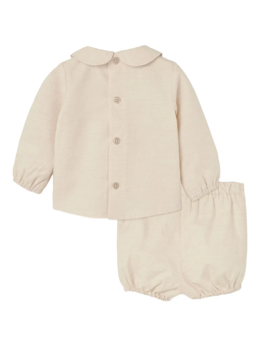 Paz Rodriguez Shortsset met kanten afwerking en textuur Beige