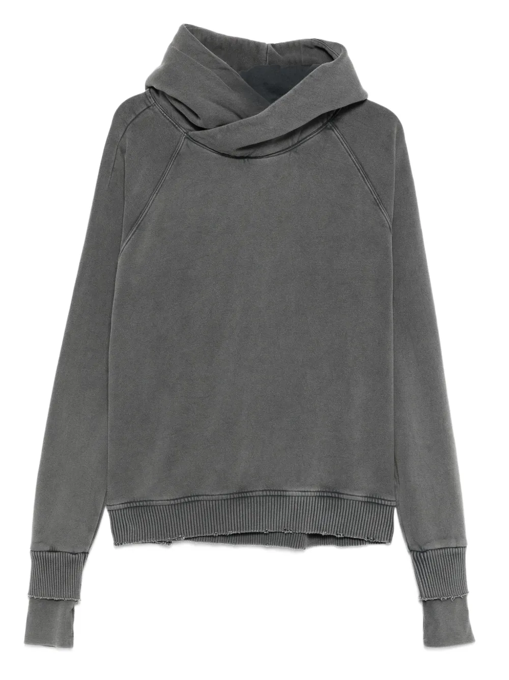 raglan-sleeve frayed-hem hoodie