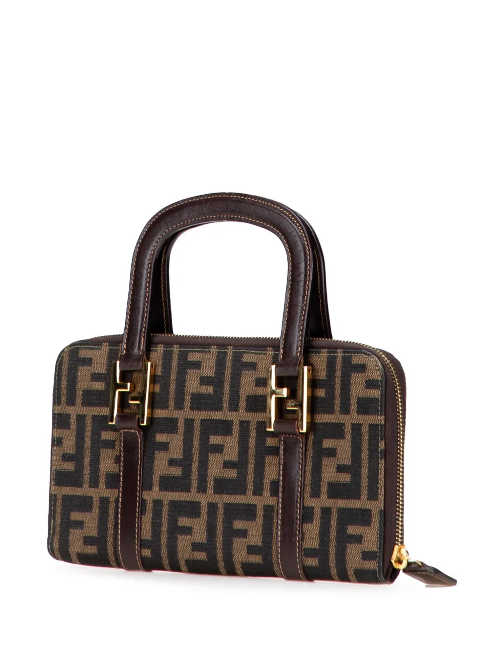 Pre-owned Fendi 20th Century Zucca Canvas Top Handle Wallet Long Wallets In Brown